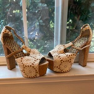 Tall White Crochet Heels